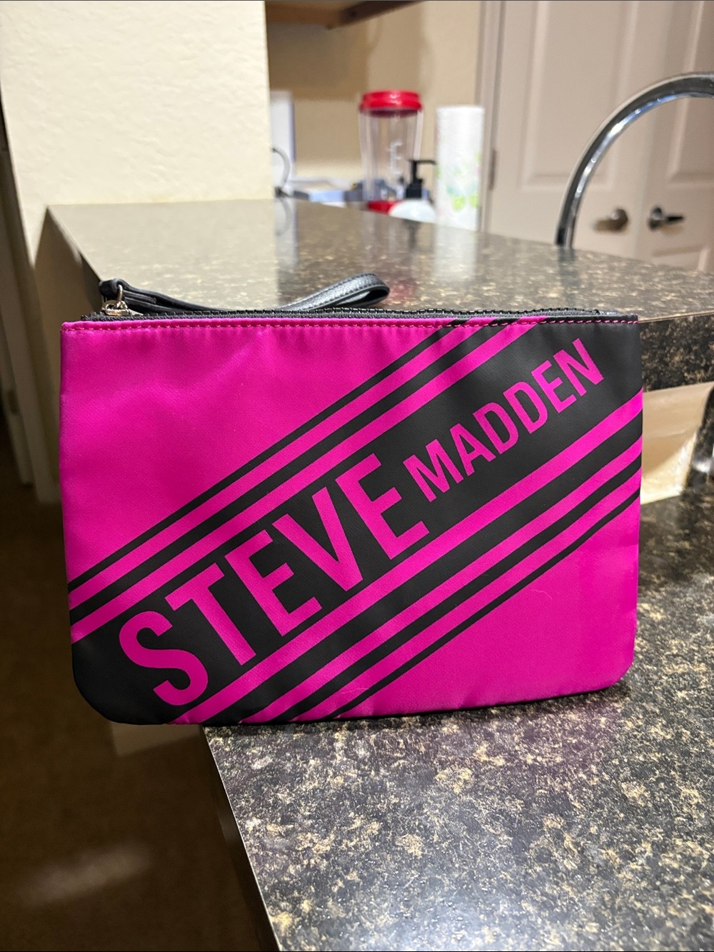 Steve Madden Pink Logo Wristlet Pouch